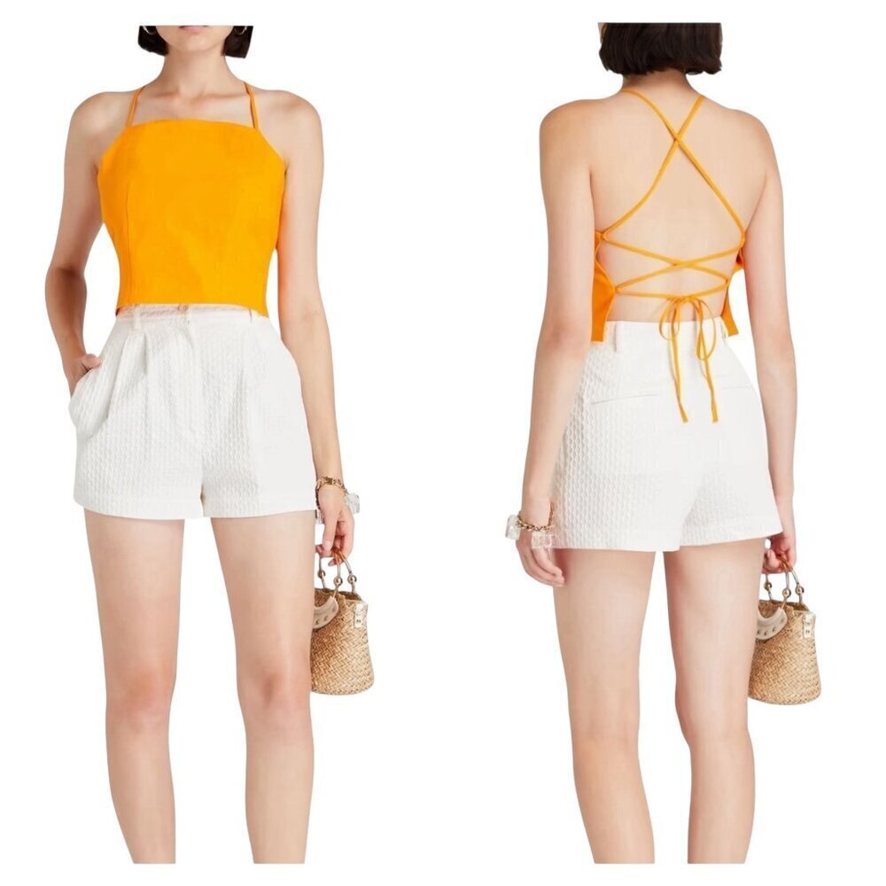 Mara Hoffman Carrie Crop Top Orange Hemp XS NWT Sustainable Backless
